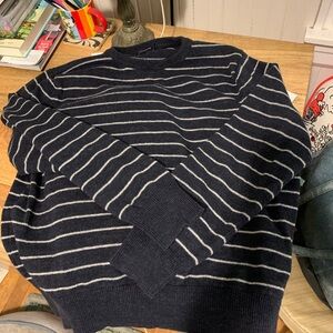 J. Crew Dark Blue and White Striped Sweater